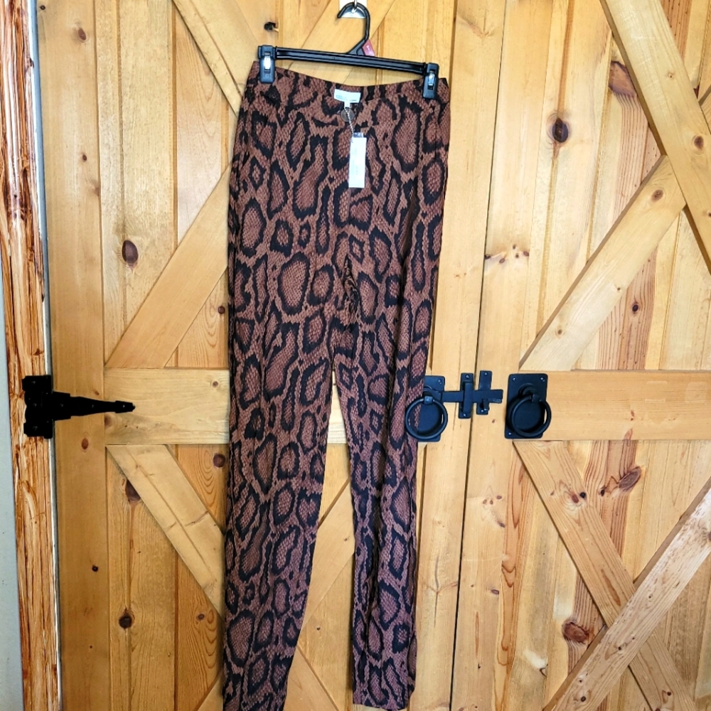Danielle Bernstein High-Rise  Brown Snake print Trouser Womens Size 2 Nwt